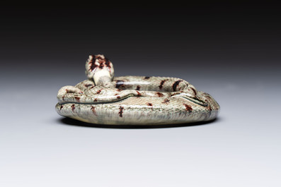 A French faience model of a snake, probably Saint-Honor&eacute;-Les-Bains, 19th C.