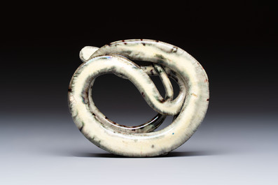 A French faience model of a snake, probably Saint-Honor&eacute;-Les-Bains, 19th C.