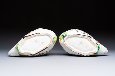 A pair of polychrome Italian faience goose-form tureens and covers, Bassano del Grappa, 19th C.