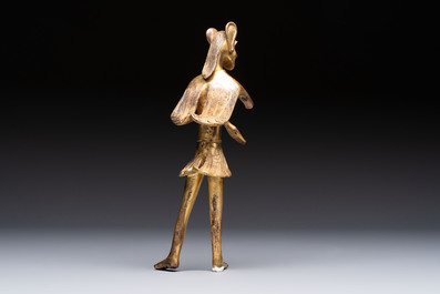 A Chinese gilt bronze figure of a birdman, probably Han