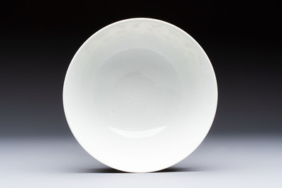 A Chinese copper-red,  blue and white 'Lotus' bowl, Chenghua mark, 20th C.