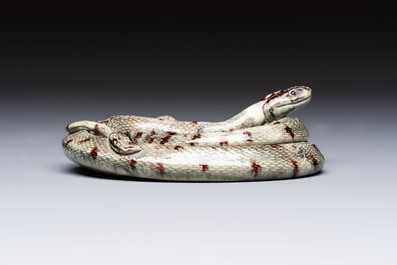 A French faience model of a snake, probably Saint-Honor&eacute;-Les-Bains, 19th C.