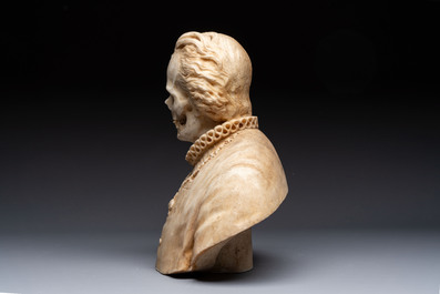 A carved marble 'Vanitas' or 'Memento Mori' bust, Italy, 18/19th C.
