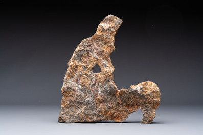 A Chinese sandstone 'Bai Ma Shi Zu 白馬舐足' carving, Northern Wei