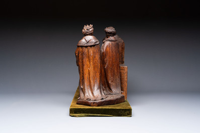 A Flemish carved wooden 'Adoration of the Magi' group, 18th C.