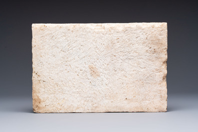 An Italian ecclesiastical marble altar plaque with 'Memento Mori' engraving, 19th C.