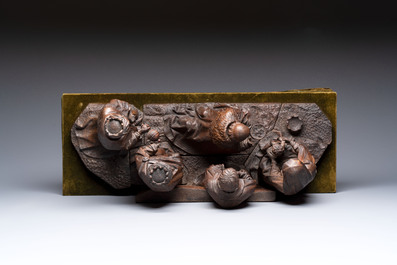 A Flemish carved wooden 'Adoration of the Magi' group, 18th C.