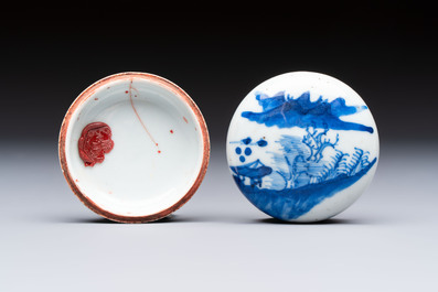 A varied collection of 18 Chinese famille rose, blue and white wares, 18/19th C.