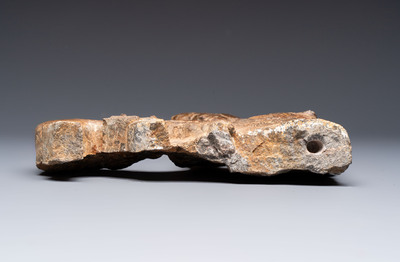 A Chinese sandstone 'Bai Ma Shi Zu 白馬舐足' carving, Northern Wei