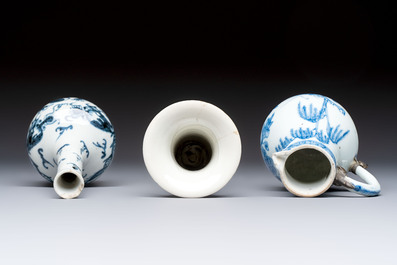A varied collection of 18 Chinese famille rose, blue and white wares, 18/19th C.