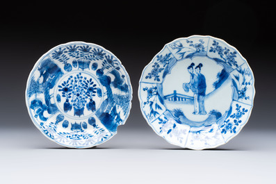 A varied collection of 18 Chinese famille rose, blue and white wares, 18/19th C.
