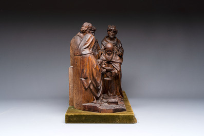 A Flemish carved wooden 'Adoration of the Magi' group, 18th C.