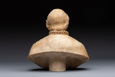 A carved marble 'Vanitas' or 'Memento Mori' bust, Italy, 18/19th C.