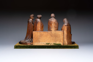 A Flemish carved wooden 'Adoration of the Magi' group, 18th C.