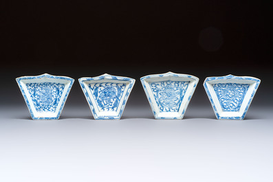 A varied collection of 18 Chinese famille rose, blue and white wares, 18/19th C.