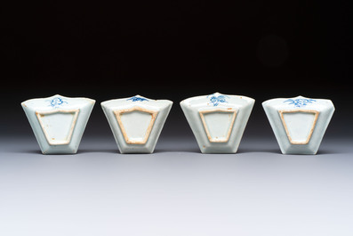 A varied collection of 18 Chinese famille rose, blue and white wares, 18/19th C.