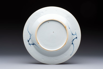A varied collection of 18 Chinese famille rose, blue and white wares, 18/19th C.