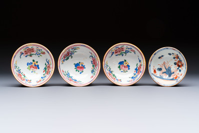 A varied collection of 18 Chinese famille rose, blue and white wares, 18/19th C.