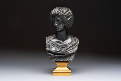 A parcel-gilt bronze bust of a Roman woman, possibly Livia Drusilla or Agrippina the Elder, France, Empire period, early 19th C.