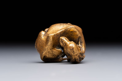 A Chinese gilt bronze 'Camel' paper weight, 19th C.