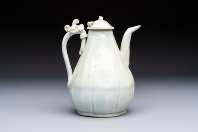 A Chinese qingbai ewer and cover, Yuan