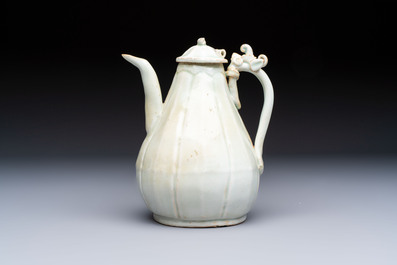 A Chinese qingbai ewer and cover, Yuan