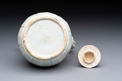 A Chinese qingbai ewer and cover, Yuan