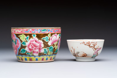 A varied collection of nine Chinese blue, white and famille rose wares, Kangxi and later