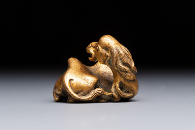 A Chinese gilt bronze 'Camel' paper weight, 19th C.