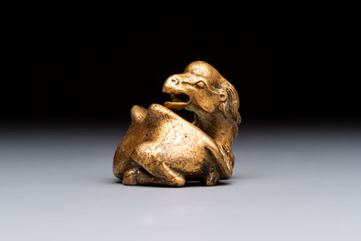 A Chinese gilt bronze 'Camel' paper weight, 19th C.