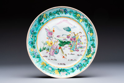 A varied collection of nine Chinese blue, white and famille rose wares, Kangxi and later