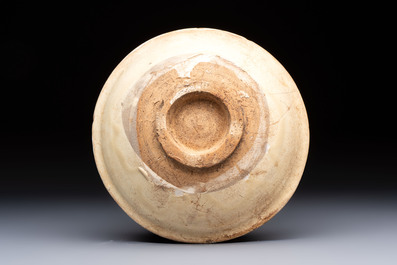 A Chinese Cizhou iron-red-decorated yellow-ground 'Poem' bowl with a wooden box, Jin
