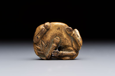 A Chinese gilt bronze 'Camel' paper weight, 19th C.