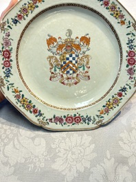A Chinese famille rose armorial plate with the arms of Clerke for the English market, Qianlong, ca. 1765