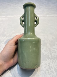 A Chinese celadon-glazed 'Kinuta' vase, Qing