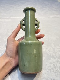 A Chinese celadon-glazed 'Kinuta' vase, Qing