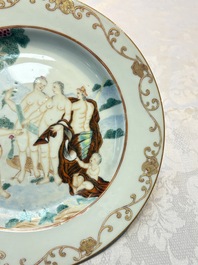 A Chinese famille rose 'The Judgement of Paris' plate, Qianlong