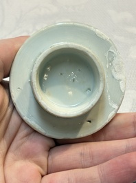 A rare Chinese blue and white reticulated double-walled ewer and cover with floral design, Kangxi