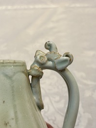 A Chinese qingbai ewer and cover, Yuan
