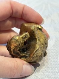 A Chinese gilt bronze 'Camel' paper weight, 19th C.