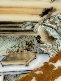 A Chinese famille rose 'Ladies Playing Go' saucer, Yongzheng