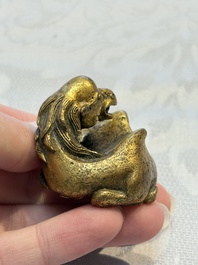A Chinese gilt bronze 'Camel' paper weight, 19th C.
