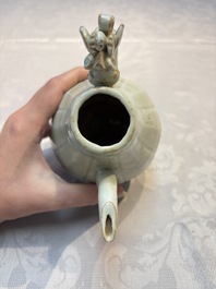 A Chinese qingbai ewer and cover, Yuan