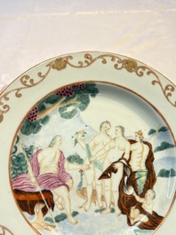 A Chinese famille rose 'The Judgement of Paris' plate, Qianlong
