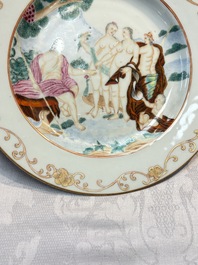 A Chinese famille rose 'The Judgement of Paris' plate, Qianlong