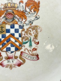 A Chinese famille rose armorial plate with the arms of Clerke for the English market, Qianlong, ca. 1765