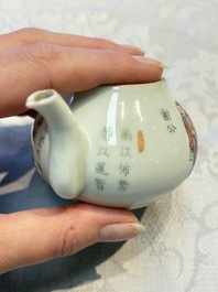 A Chinese famille rose 'Wu Shuang Pu' teapot and cover, 19th C.