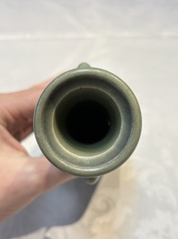 A Chinese celadon-glazed 'Kinuta' vase, Qing