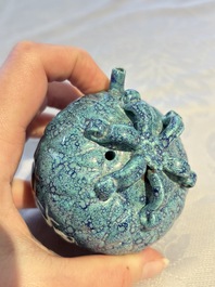 A Chinese fruit-shaped robin's egg-glazed water dropper, 19th C.
