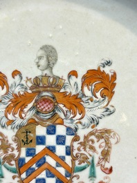 A Chinese famille rose armorial plate with the arms of Clerke for the English market, Qianlong, ca. 1765